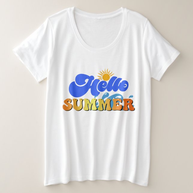 Camiseta Plus Size Olá Summer (Frente do Design)