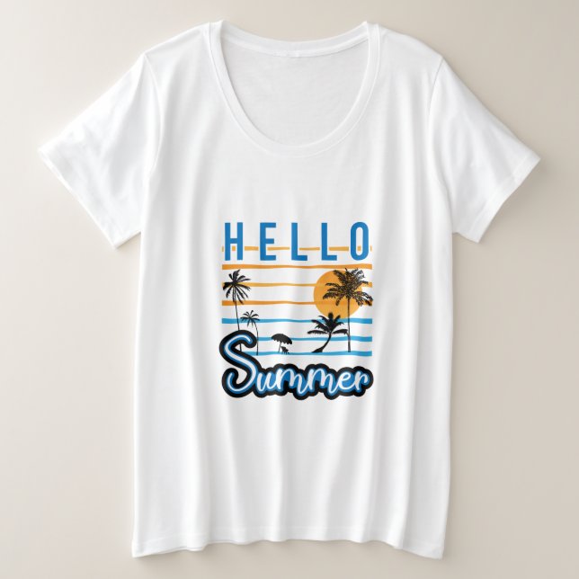 Camiseta Plus Size Olá Summer (Frente do Design)
