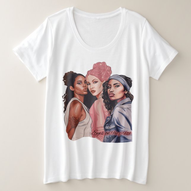 Camiseta Plus Size Olhos no Prêmio (Frente do Design)