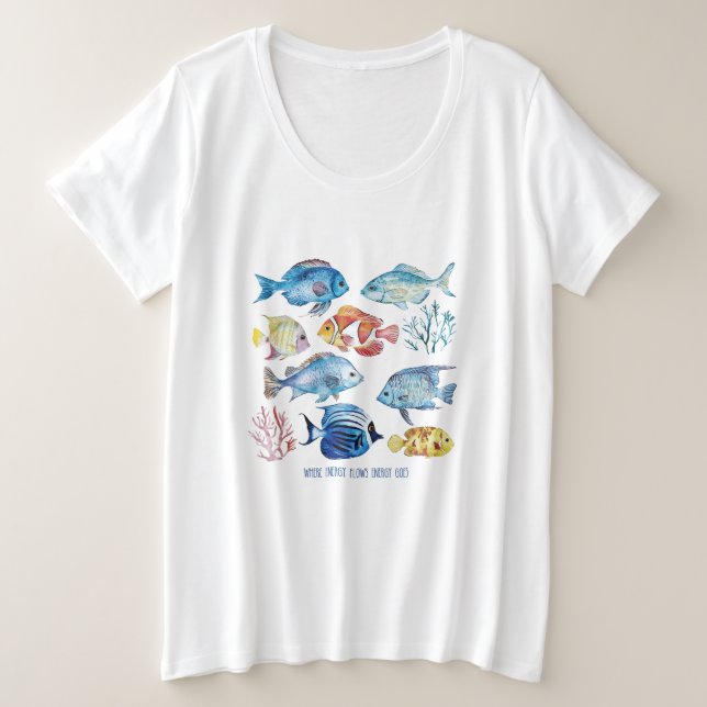 Camiseta Plus Size Onde a energia flui a energia (Frente do Design)