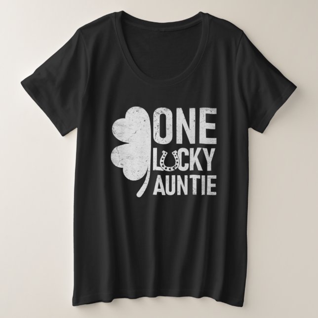 Camiseta Plus Size One Lucky Auntie  Matching St Patricks Day (Frente do Design)