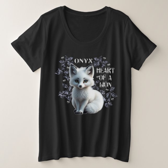 Camiseta Plus Size Ônix - Coração de um Leão (Frente do Design)