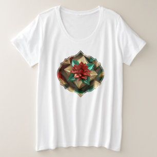 Camiseta Plus Size Opulência do Natal: Fios Dourados do Natal