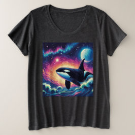 Camiseta Plus Size Orca Killer Whale Starry Night Colorors Art