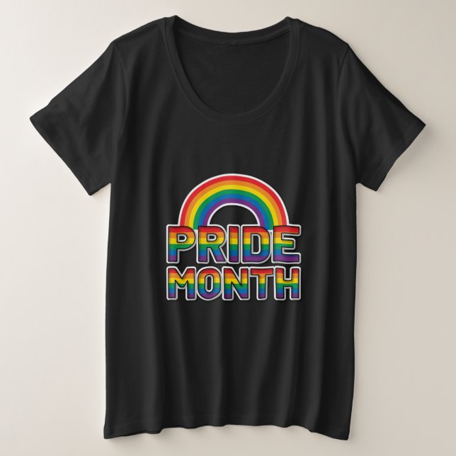 Camiseta Plus Size Orgulho Mês Arco-Íris Womens (Frente do Design)