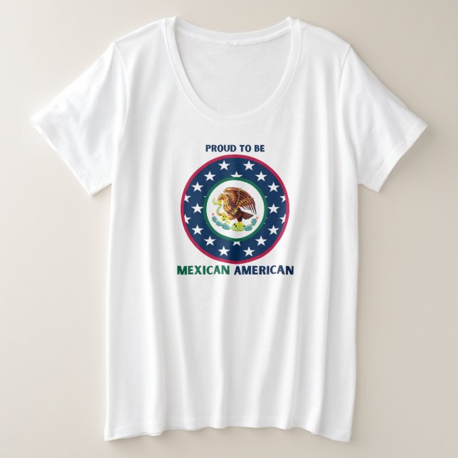 CAMISETA PLUS SIZE ORGULHOSO DE SER AMERICANO MEXICANO (Frente do Design)