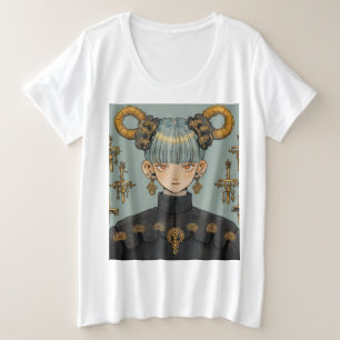 Camiseta Plus Size Ornamentado Steampunk Fantasy Animy Girl