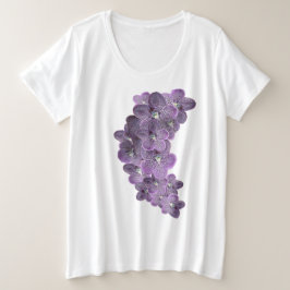 Camiseta Plus Size Orquídeas-flores violetas roxas