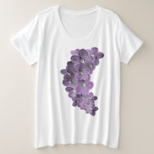 Camiseta Plus Size Orquídeas-flores violetas roxas