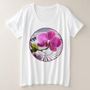 Camiseta Plus Size Orquídeas Rosa Expectativas em Prata