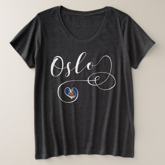 Camiseta Plus Size Oslo Heart Camiseta, Noruega (Frente do Design)