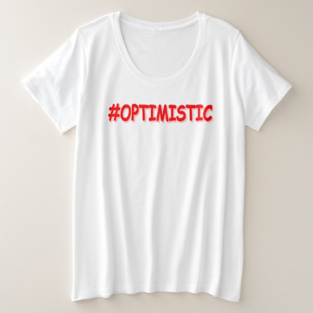 Camiseta Plus Size "#OTIMISTA" Design. Compre agora (Frente do Design)