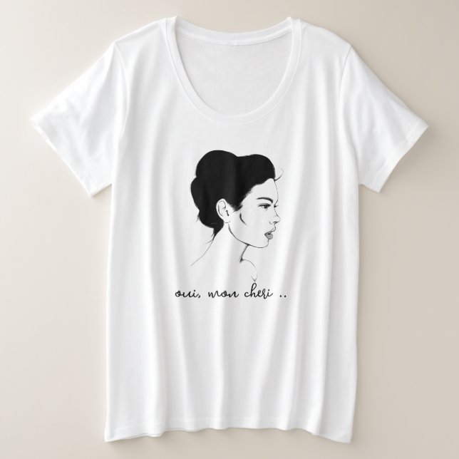 Camiseta Plus Size Oui, Mon Cheri T-Shirt (Frente do Design)