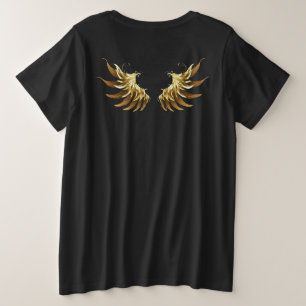 Camiseta Plus Size Ouro Angel Wings sobre fundo preto