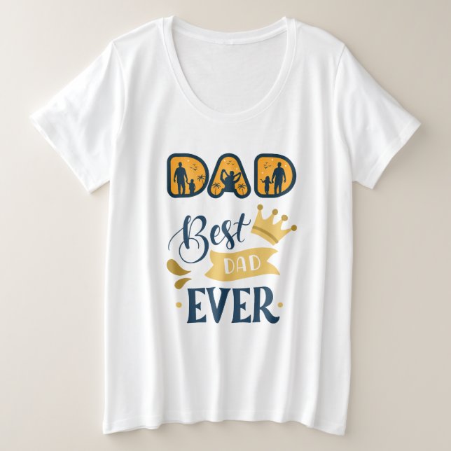 Camiseta Plus Size Ouro Laranja e Dia de os pais Moderno Azul (Frente do Design)