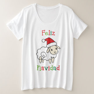 Camiseta Plus Size Ovelha de Natal Fofa – Feliz Navidad