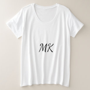 Camiseta Plus Size Padrão de brilho colorido simples com monograma ad