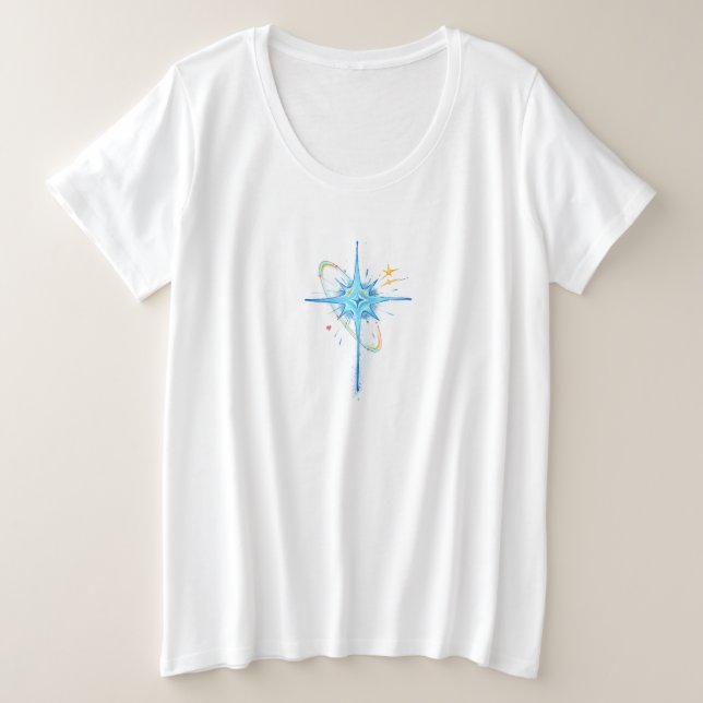 Camiseta Plus Size Padrão de estrela azul (Frente do Design)