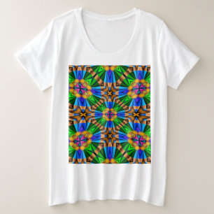 Camiseta Plus Size Padrão de Flores de Abstrato exclusivo