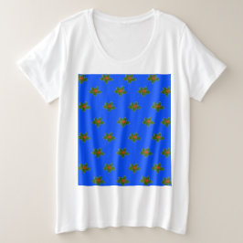 Camiseta Plus Size Padrão decorativo de Natal Holly em azul