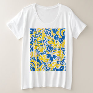 Camiseta Plus Size Padrão Folclore com cores de bandeira ucraniana