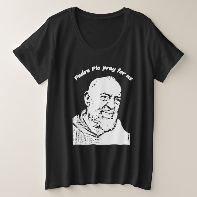 Camiseta Plus Size Padre Pio T-Shirt (Frente do Design)