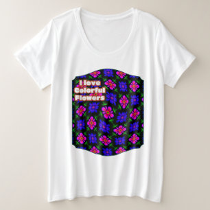 Camiseta Plus Size Padrões de flores rosa adoráveis