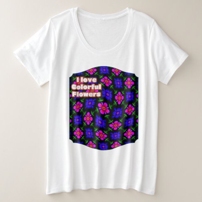 Camiseta Plus Size Padrões de flores rosa adoráveis (Frente do Design)