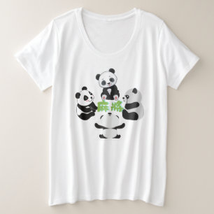 Camiseta Plus Size Panda Fofo de Mahjong Divertido