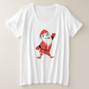 Camiseta Plus Size Papai Noel Pinguim Pronta para o Natal