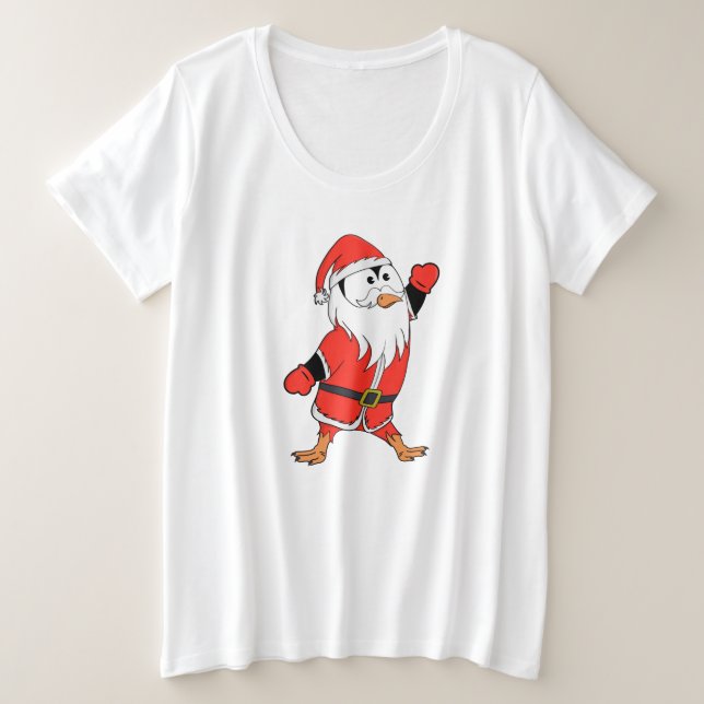 Camiseta Plus Size Papai Noel Pinguim Pronta para o Natal (Frente do Design)