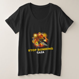 Camiseta Plus Size Parem de Bombardear Gaza Genocídio