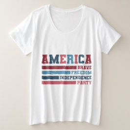 Camiseta Plus Size Partido América Valente, Liberdade, Independência