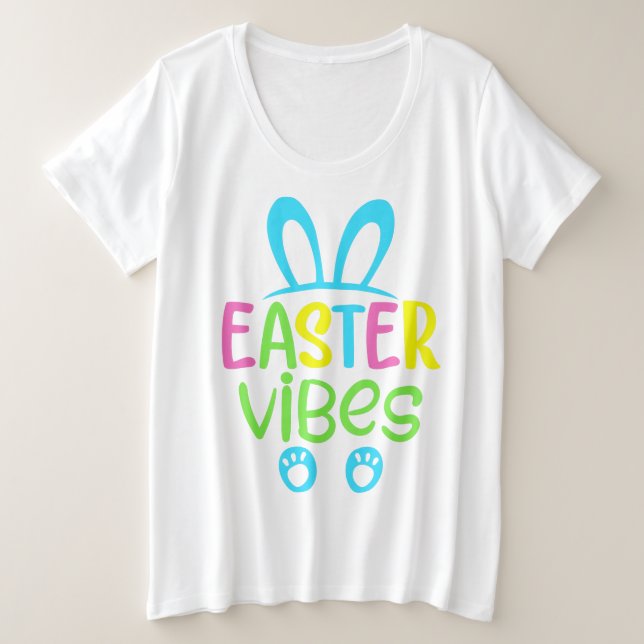 Camiseta Plus Size Páscoa Vibes Pastel (Frente do Design)