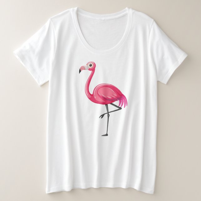 Camiseta Plus Size Pássaro Flamingo rosa-89686 (Frente do Design)