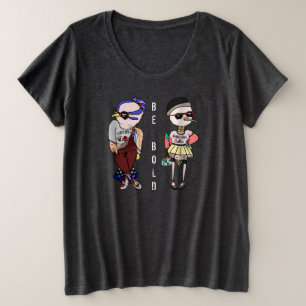 Camiseta Plus Size Pássaros Kawaii Bonitos Vestindo Roupas São Negros