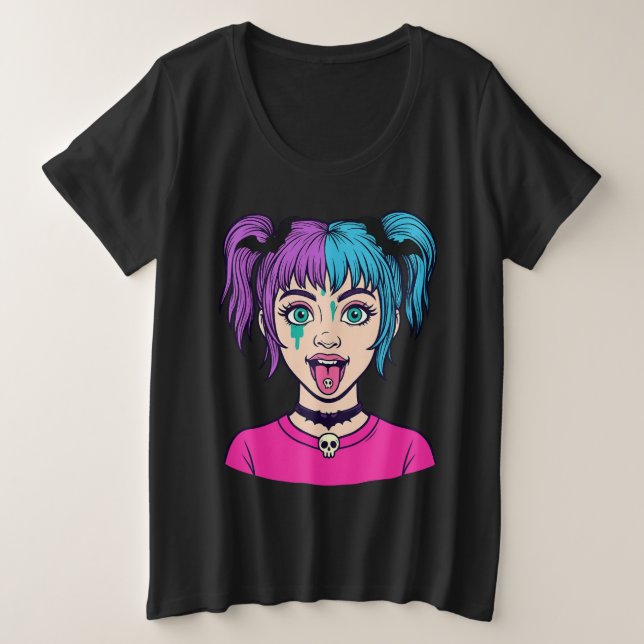 Camiseta Plus Size Pastel cute girl cartoon style T-Shirt (Frente do Design)
