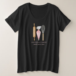 Camiseta Plus Size Pastelaria Pastelaria Fava Utensílios Negros