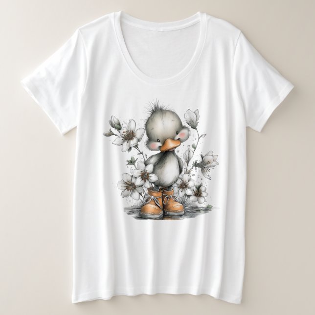 Camiseta Plus Size Patinho fofo (Frente do Design)