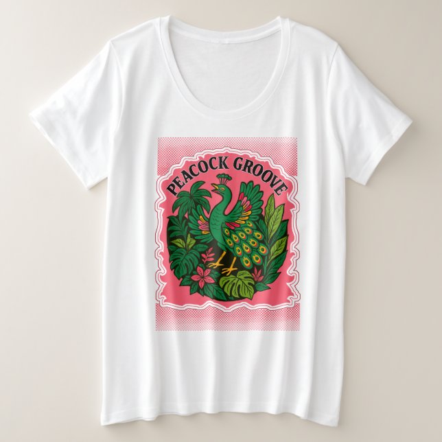 Camiseta Plus Size pavão (Frente do Design)