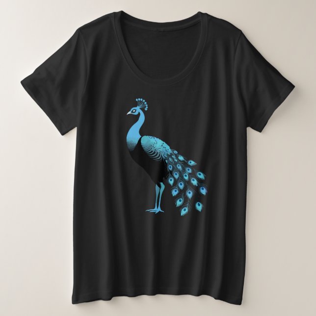 Camiseta Plus Size Pavão Azul (Frente do Design)
