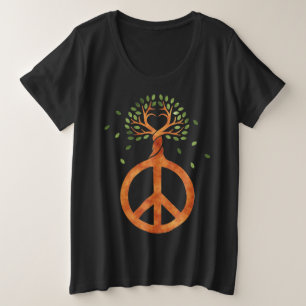 Camiseta Plus Size Paz Para Árvores - Coração De Potência Flor 1