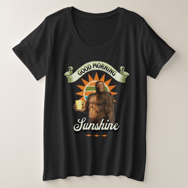 Camiseta Plus Size Pé Grande Divertido Café Humor Matinal (Frente do Design)