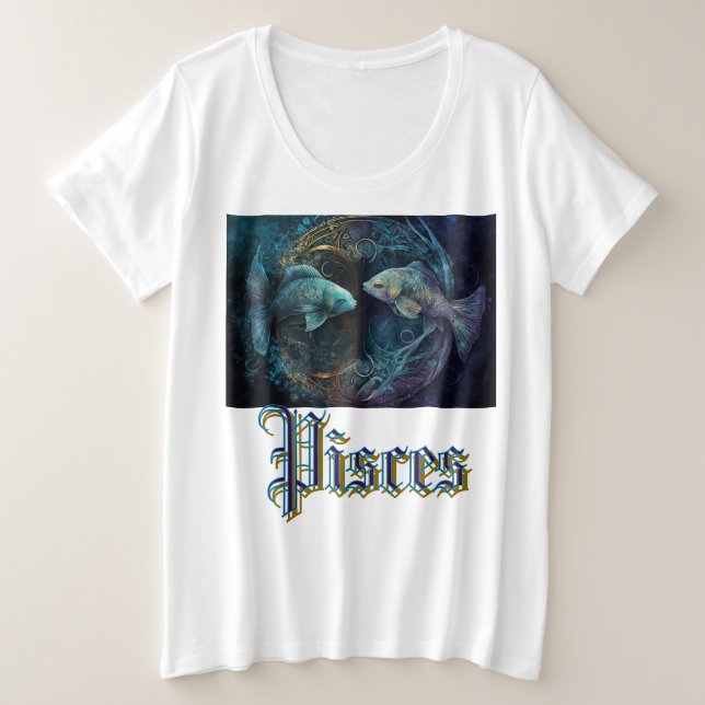 Camiseta Plus Size Peixes Zodíaco (Frente do Design)
