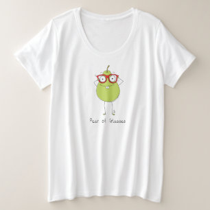 Camiseta Plus Size Pera de óculos Engraçadas Mulheres mais T-Shirt 