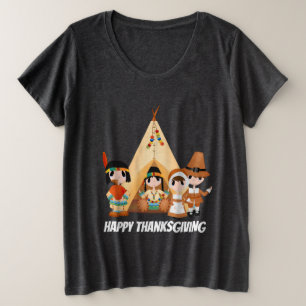 Camiseta Plus Size Peregrinos e indianos da acção de graças