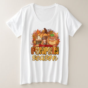 Camiseta Plus Size Personalização de Outono da Estação de Pumpkin