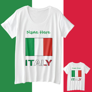 Camiseta Plus Size Personalização Verde da Bandeira Italiana e Itália