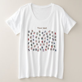 Camiseta Plus Size Personalize o design de azulejos MahJongg