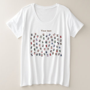 Camiseta Plus Size Personalize o design de azulejos MahJongg
